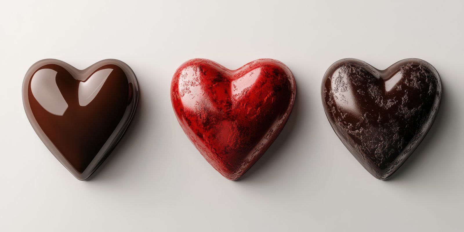 Chocolate hearts showcase colorful designs perfect for special occasions or gifts